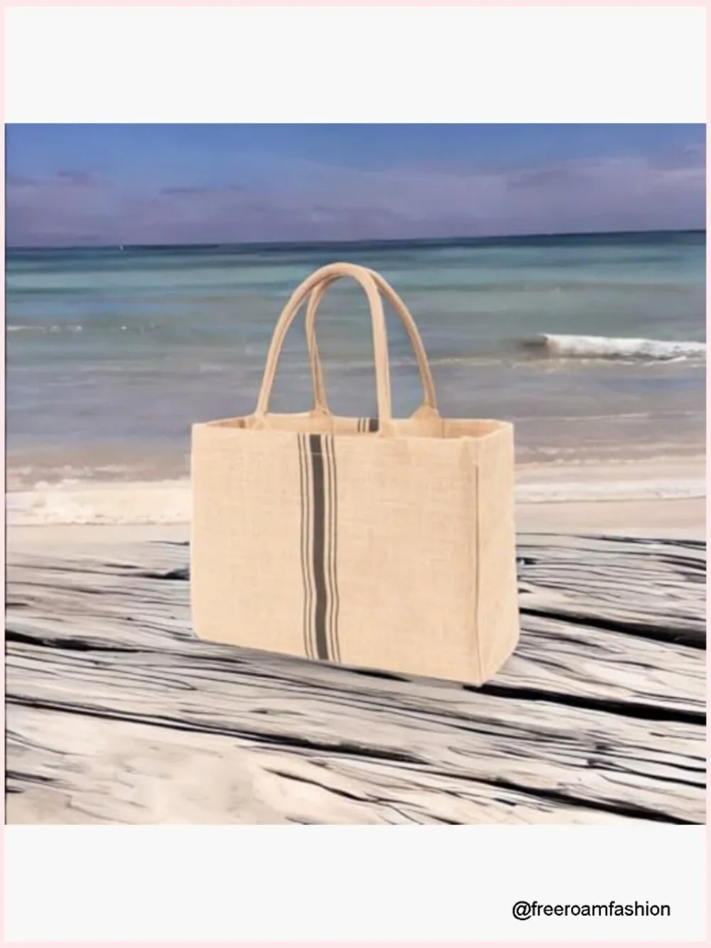 Jute Market Tote Bag with Zipper Pocket, Reusable Grocery Shopping Bag
